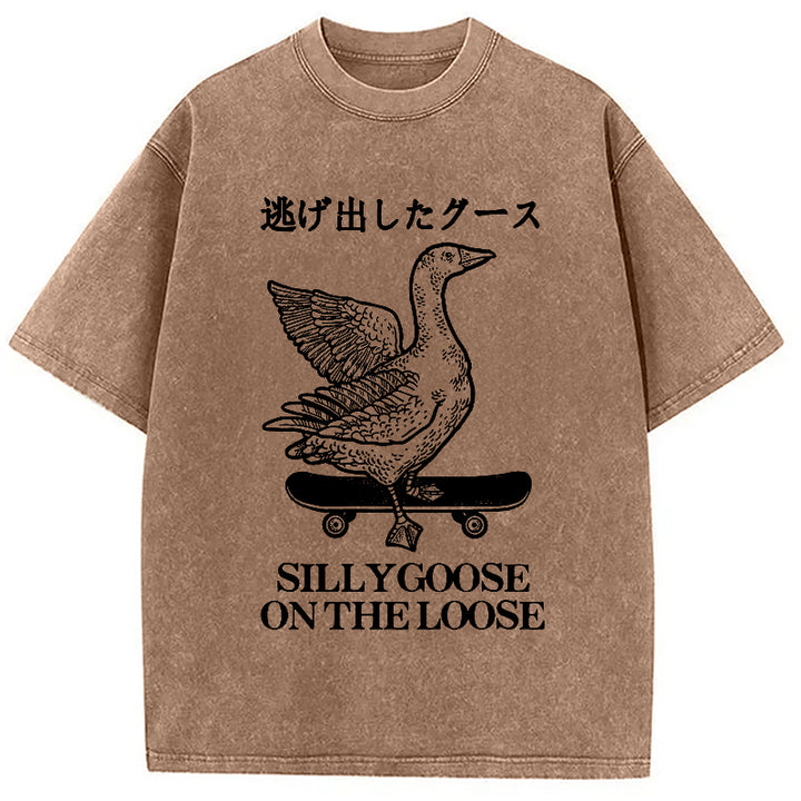 Skateboard Goose Washed Crew Neck T-Shirt