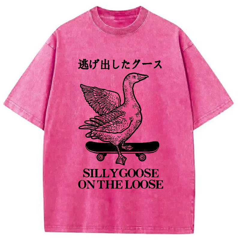 Skateboard Goose Washed Crew Neck T-Shirt