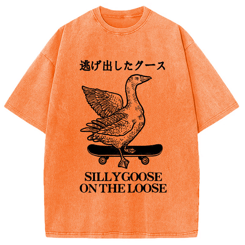 Skateboard Goose Washed Crew Neck T-Shirt