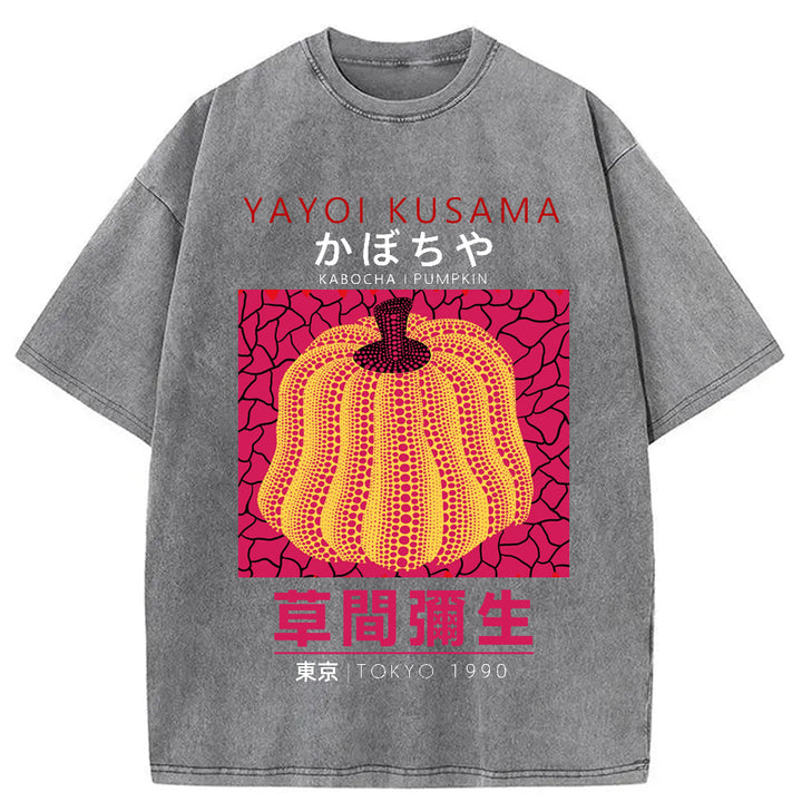Yayoi Kusama Golden Pumpkin Vintage Washed Crew Neck T-Shirt
