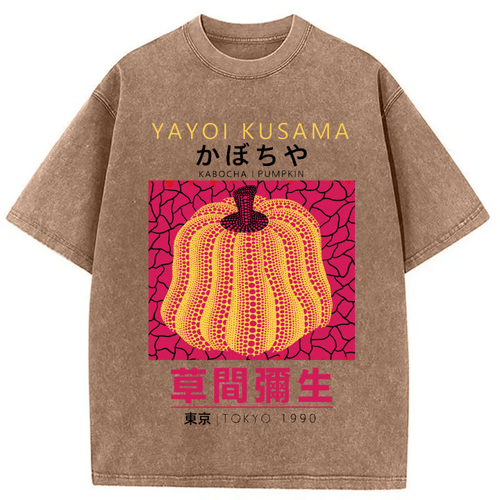 Yayoi Kusama Golden Pumpkin Vintage Washed Crew Neck T-Shirt