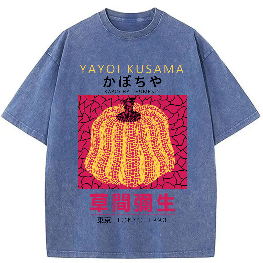 Yayoi Kusama Golden Pumpkin Vintage Washed Crew Neck T-Shirt