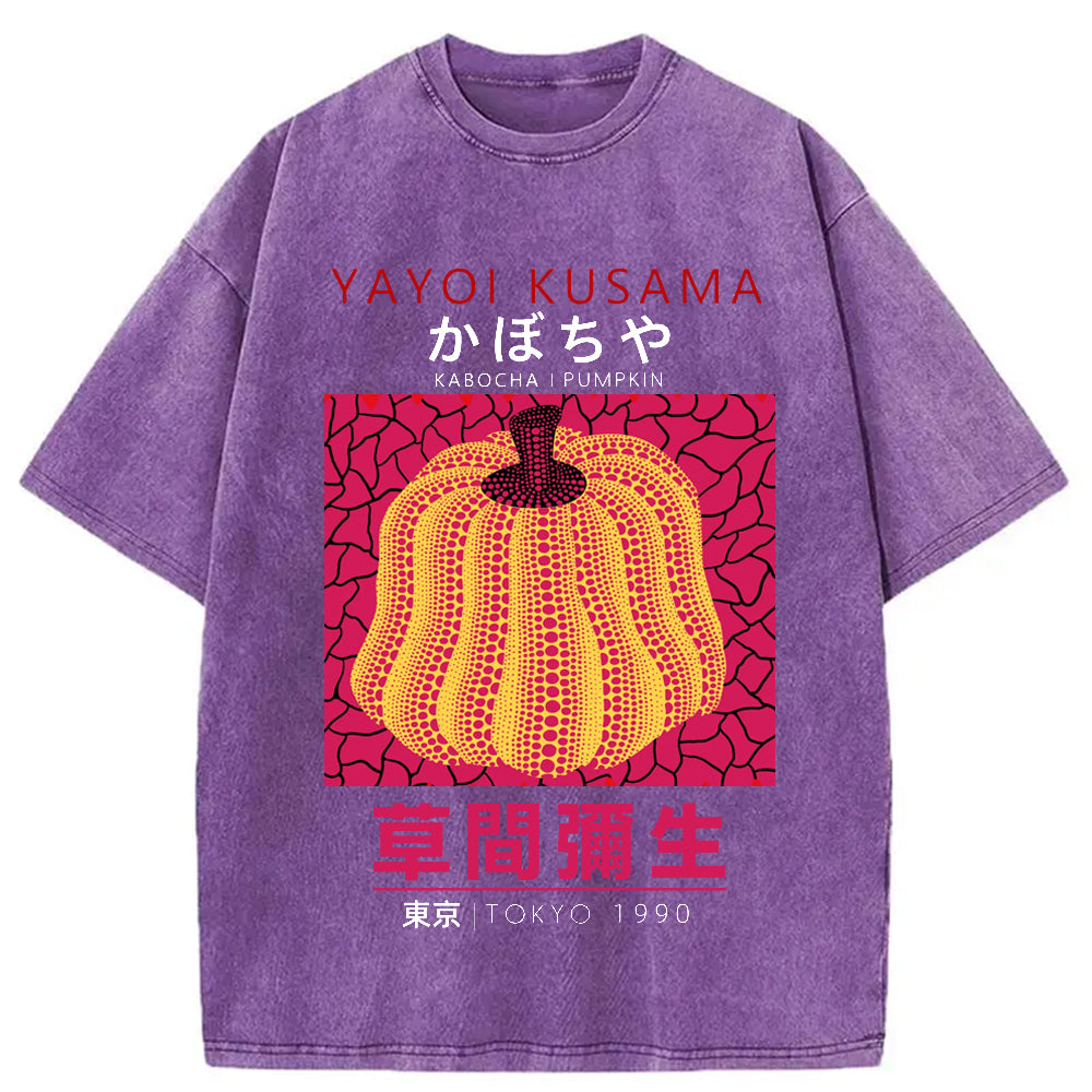 Yayoi Kusama Golden Pumpkin Vintage Washed Crew Neck T-Shirt