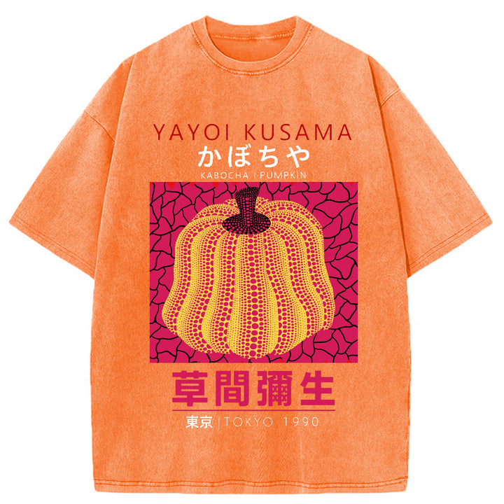 Yayoi Kusama Golden Pumpkin Vintage Washed Crew Neck T-Shirt