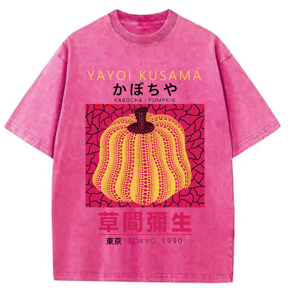 Yayoi Kusama Golden Pumpkin Vintage Washed Crew Neck T-Shirt