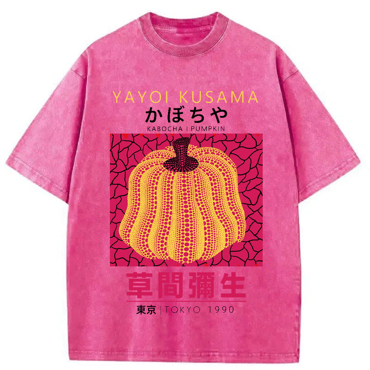 Yayoi Kusama Golden Pumpkin Vintage Washed Crew Neck T-Shirt