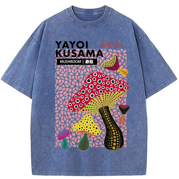 Yayoi Kusama Mushroom Vintage Washed Crew Neck T-Shirt