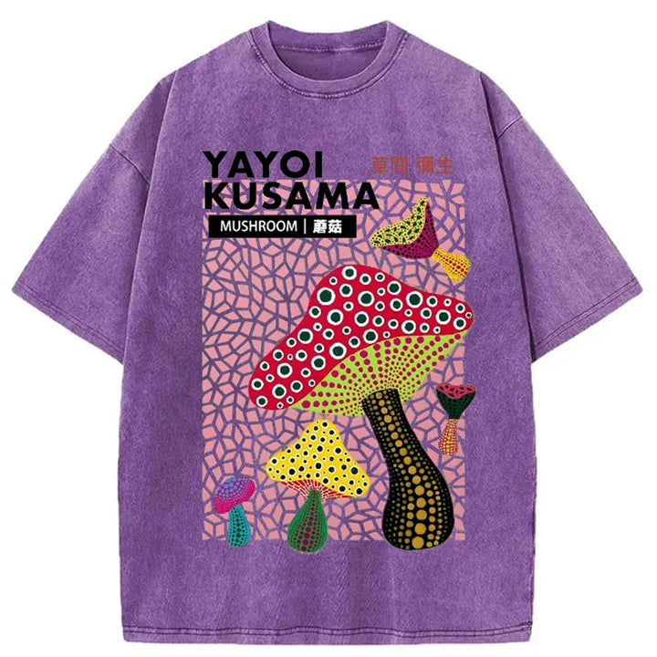 Yayoi Kusama Mushroom Vintage Washed Crew Neck T-Shirt