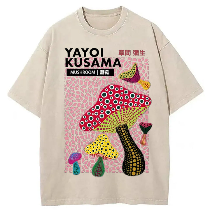 Yayoi Kusama Mushroom Vintage Washed Crew Neck T-Shirt