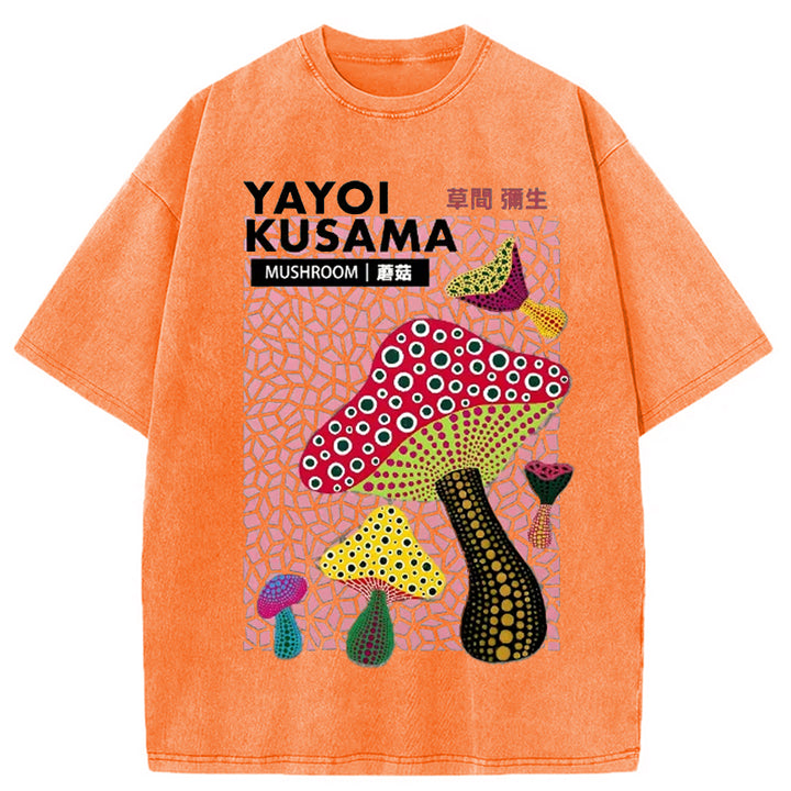 Yayoi Kusama Mushroom Vintage Washed Crew Neck T-Shirt