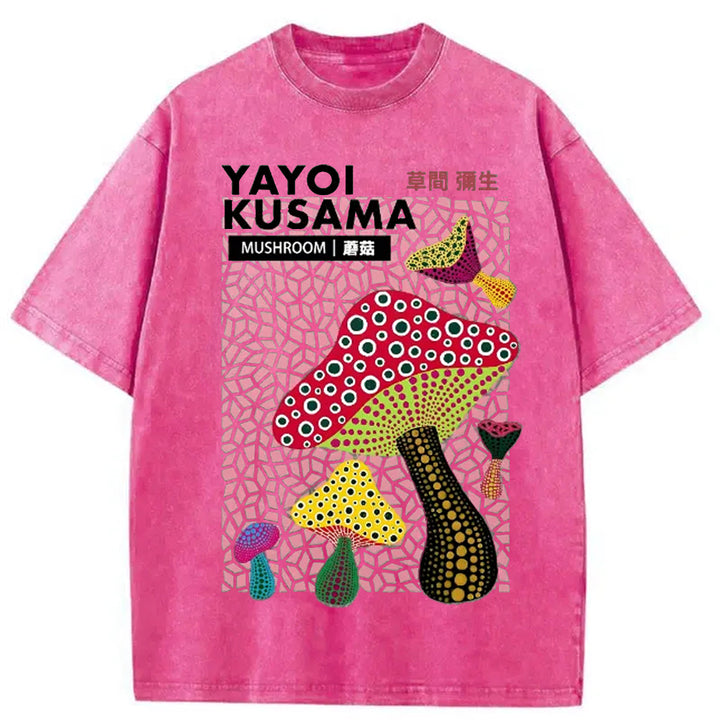 Yayoi Kusama Mushroom Vintage Washed Crew Neck T-Shirt