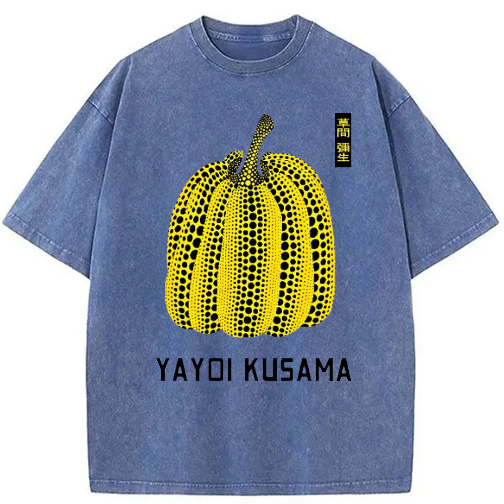 Yayoi Kusama Yellow Pumpkin Vintage Washed Crew Neck T-Shirt