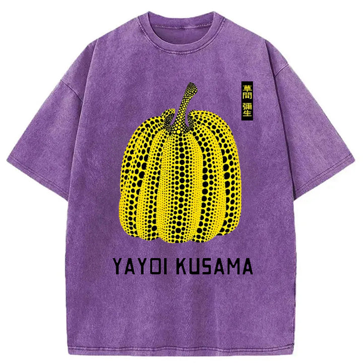 Yayoi Kusama Yellow Pumpkin Vintage Washed Crew Neck T-Shirt