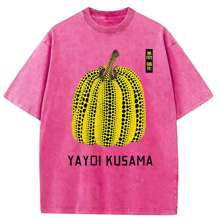 Yayoi Kusama Yellow Pumpkin Vintage Washed Crew Neck T-Shirt