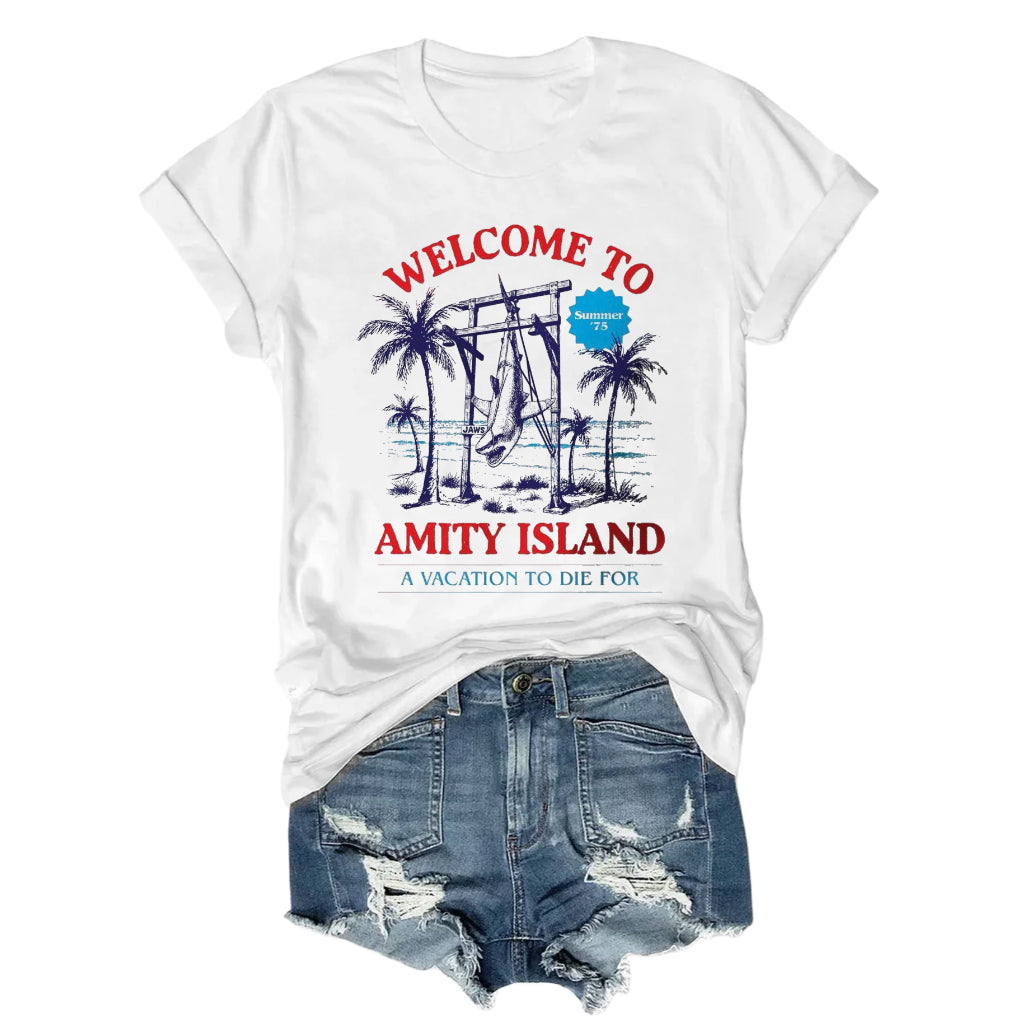 Welcome To Amity Island Crew Neck T-shirt