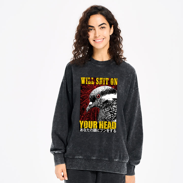 Pigeon Will Shit On Your Head Washed Sweatshirt