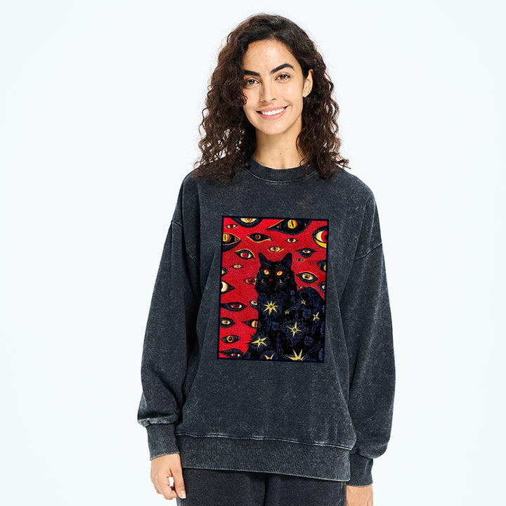 Mysterious Cat Washed Sweatshirt