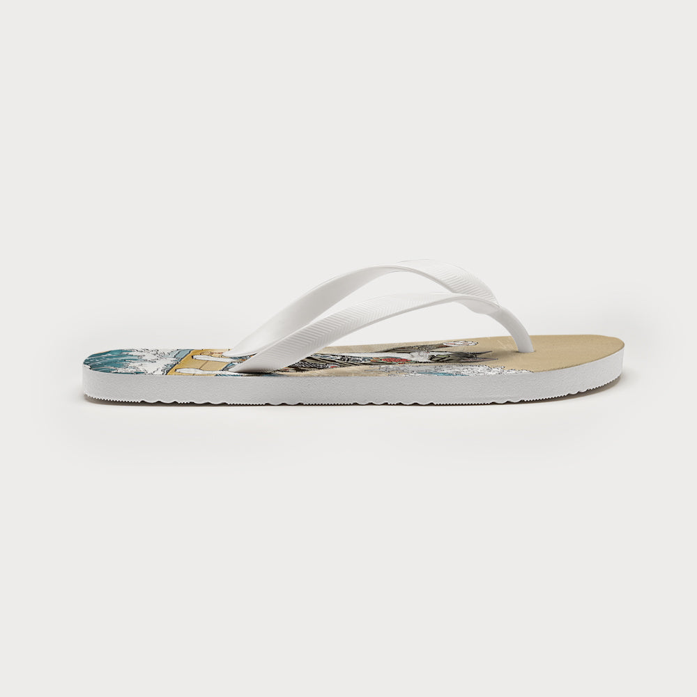 Cat Surfing Flip Flops