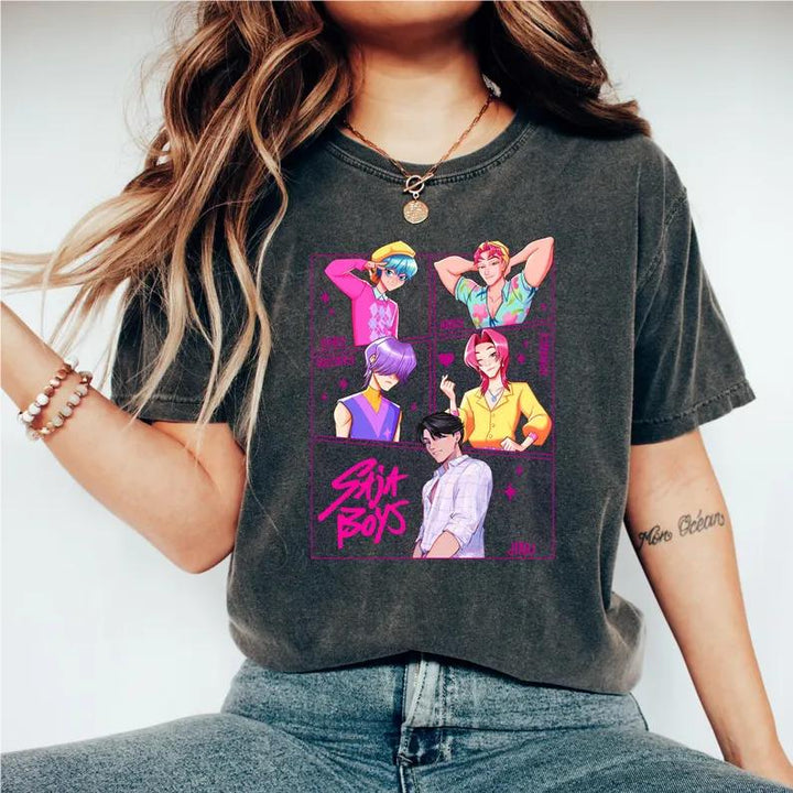 Huntrix Kpop Demo Movie Vintage Print Retro T-shirt