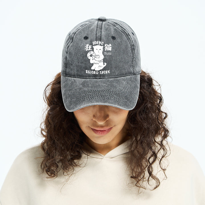 Tokyo Record Store Cat CD Washed Cap