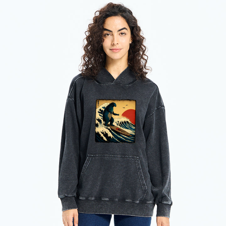 The Great Wave Washed Hoodie