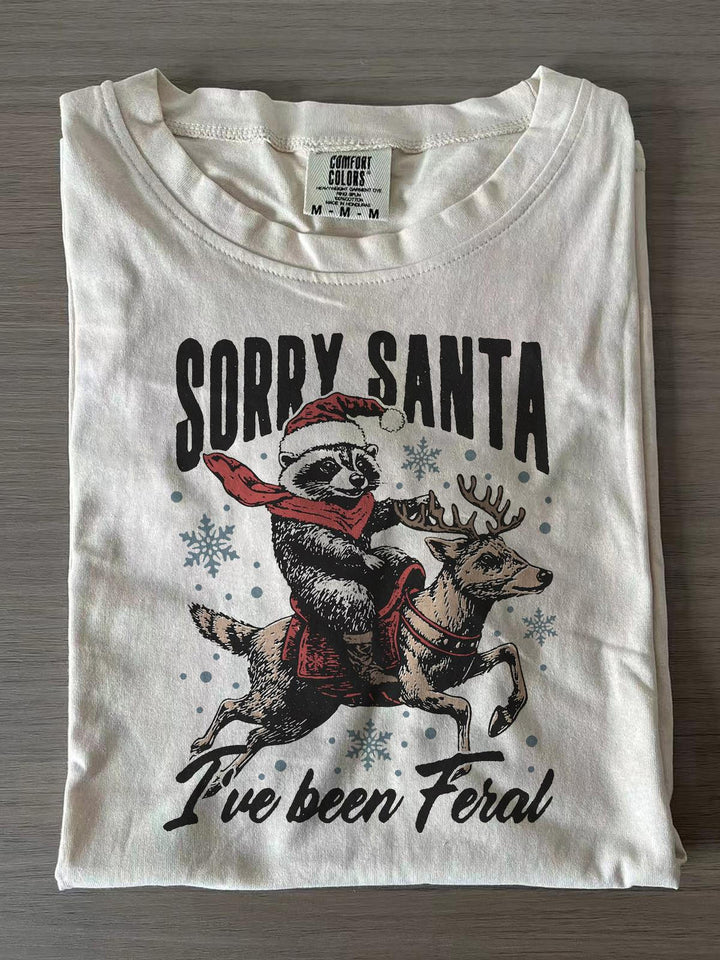 Funny Raccoon Sorry Santa I've Been Feral T-shirts