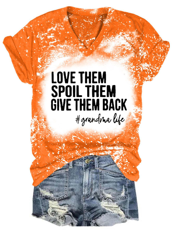 Love Them Spoil Them Give Them Grandma Tie-Dye Print Casual Top