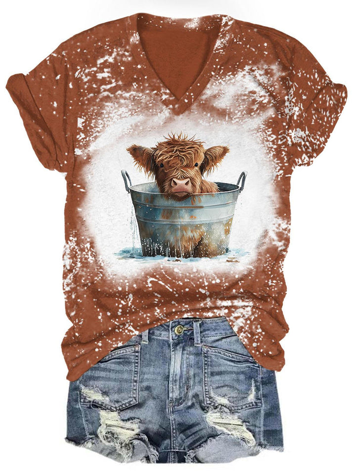 Women's Funny Cow Print Tie Dye T-Shirt