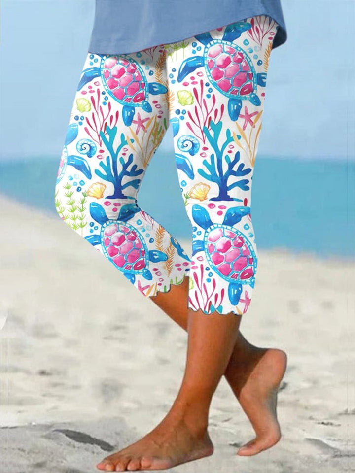 Sea Turtle Print Stretch Leggings