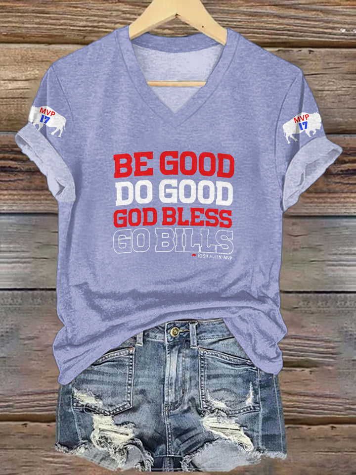 Sei gut, tu Gutes, Josh Allen MVP T-Shirt mit V-Ausschnitt 
