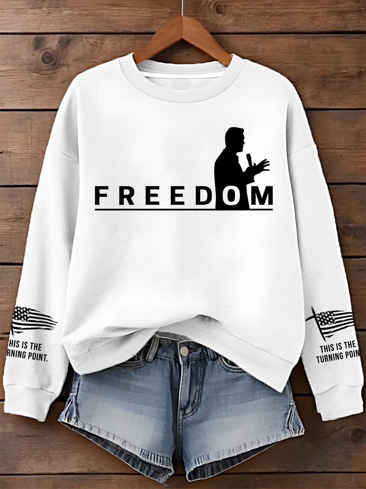 Freedom Printed Long Sleeve Casual Top