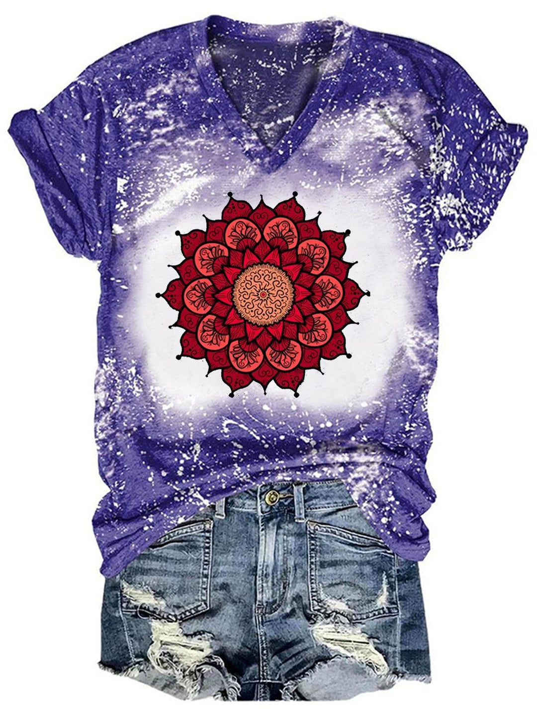 Women's Mandala Print Tie Dye T-Shirt