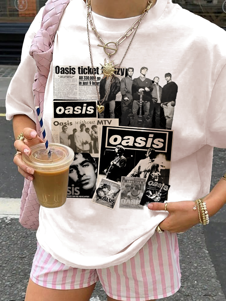 Oasis Band Fans Crew Neck Cotton T-shirts