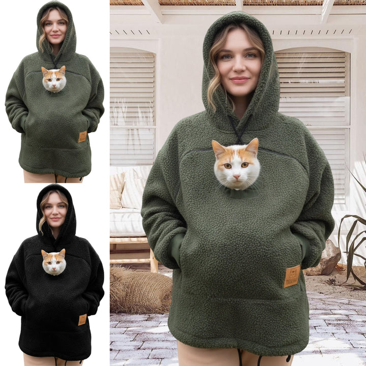 Pet Care Hoodie Long Sleeve Warm Fall Winter Pullover Sweatshirt with Dog Pouch for Outdoor Dog Walking excitement
