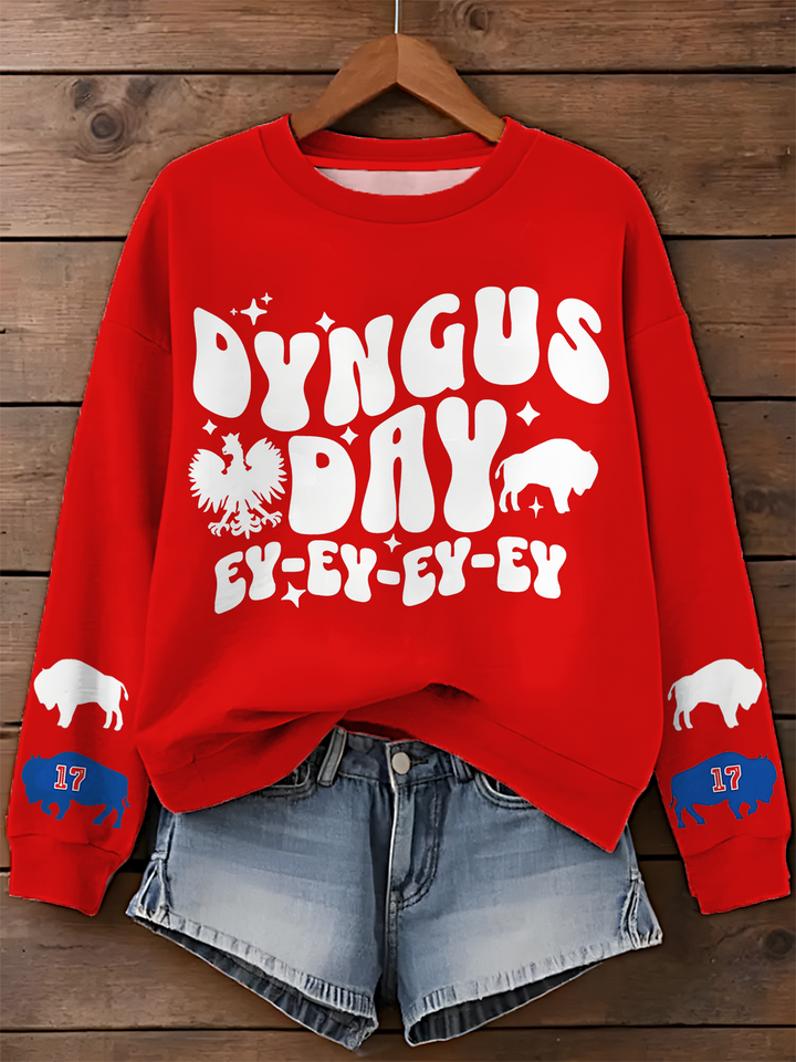 Buffalo Dyngus Day Unisex Bedrucktes Langarm-Freizeitoberteil 