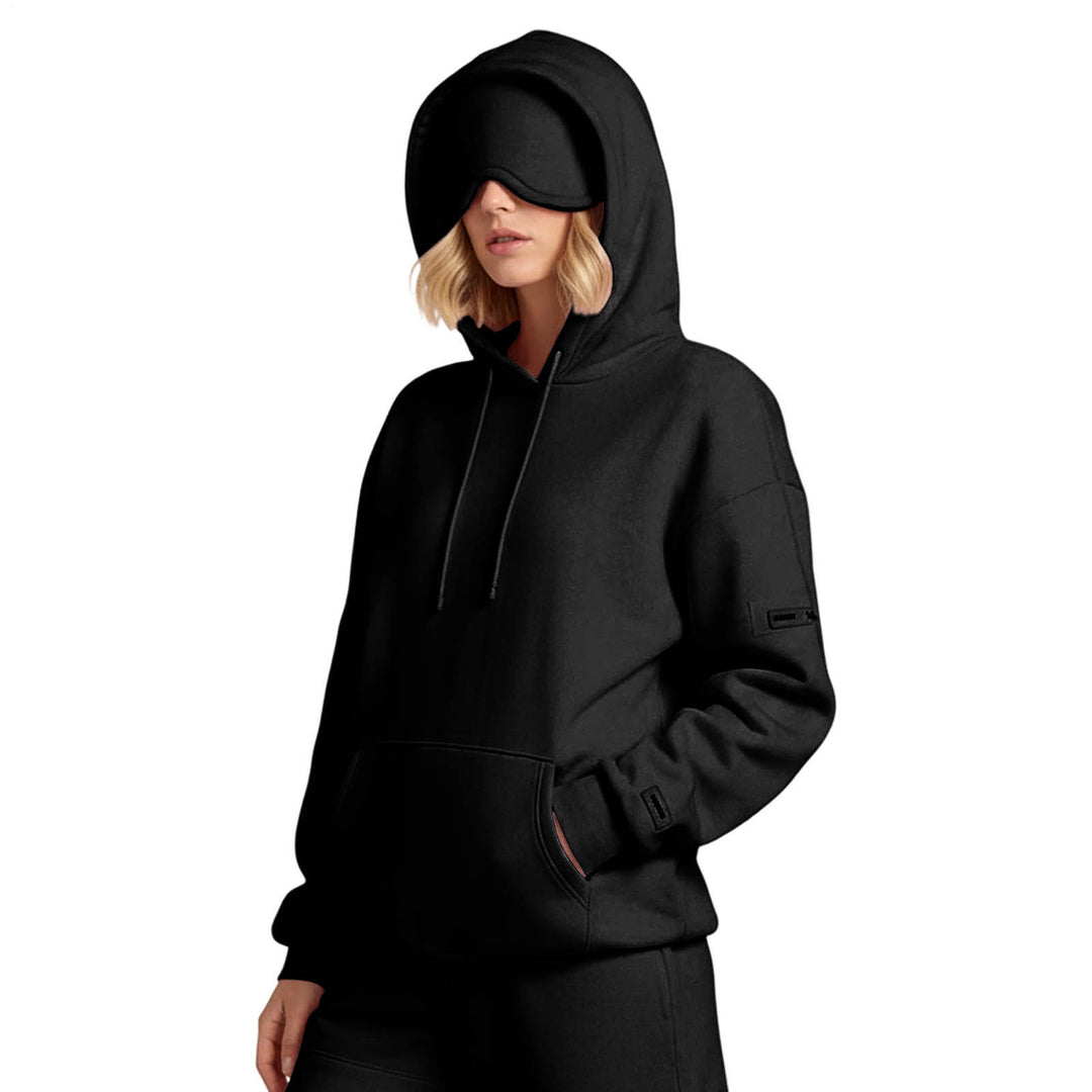 Airplane Mode Travel Hoodie Men Women Comfort Hoodies with Eyeshade Pullover Tops Clothes with Hidden Pockets active