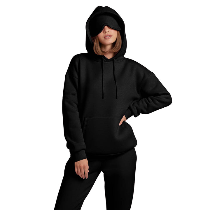 Airplane Mode Travel Hoodie Men Women Comfort Hoodies with Eyeshade Pullover Tops Clothes with Hidden Pockets active