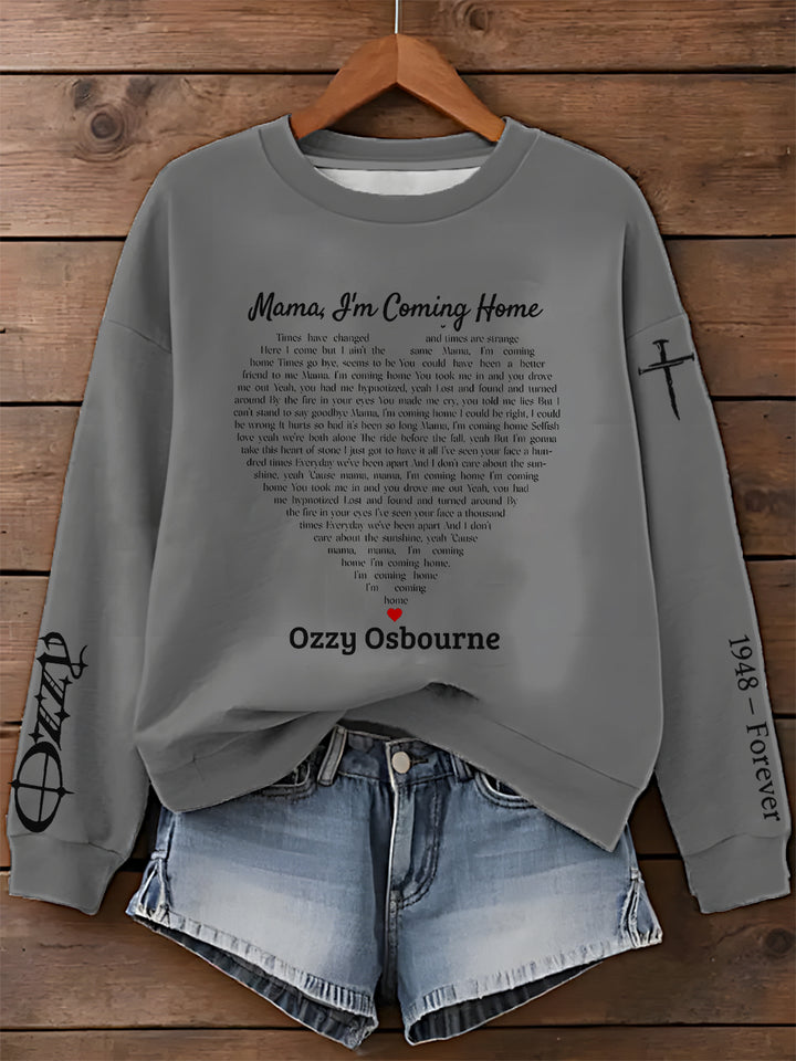 Not On Tour Ozzy Osbourne Printed Long Sleeve Casual Top