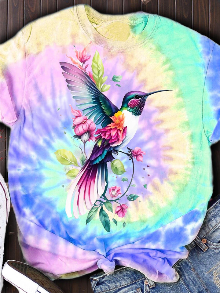 Women's Tie Dye Hummingbird Casual Top