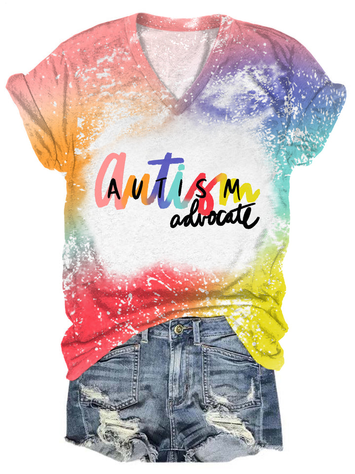 Autism Advocate V-Neck Tie Dye T-Shirt