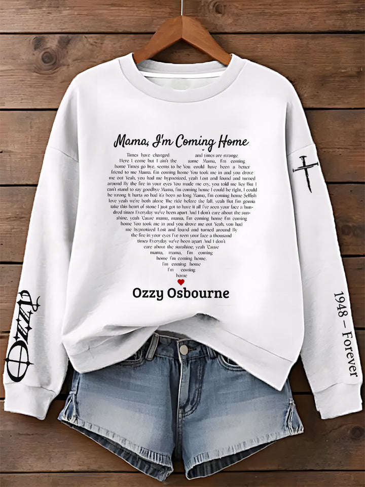 Not On Tour Ozzy Osbourne Printed Long Sleeve Casual Top