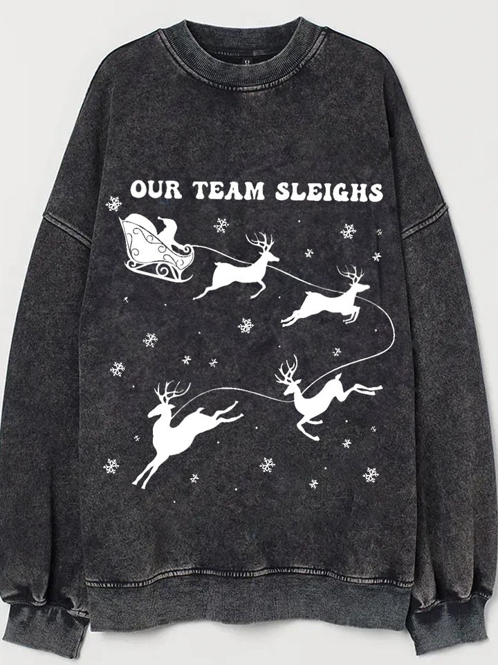 Women's Christmas Sleigh Family Vintage Sweatshirt