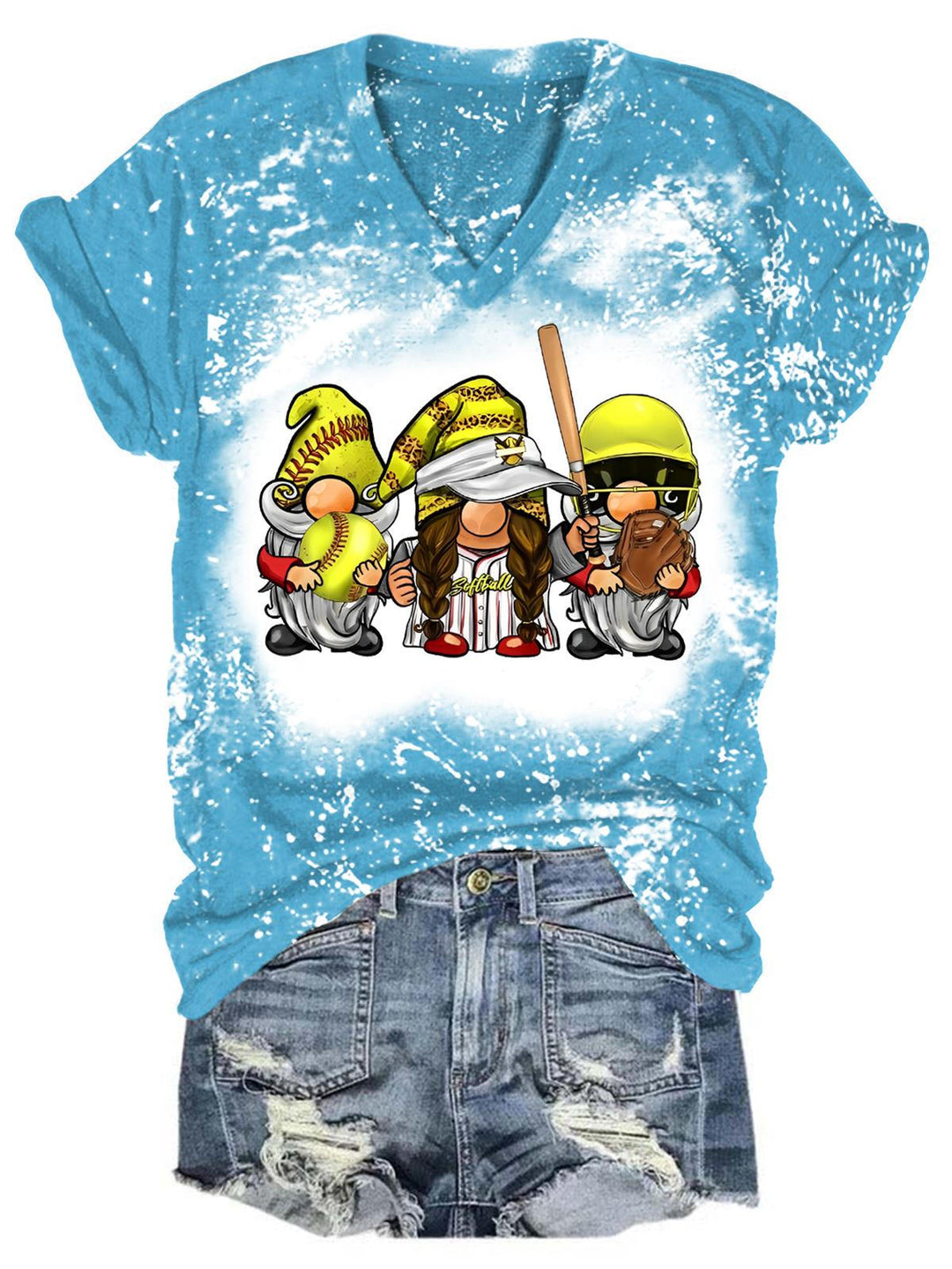 Baseball Gnomies Bleaching V Neck T-shirt