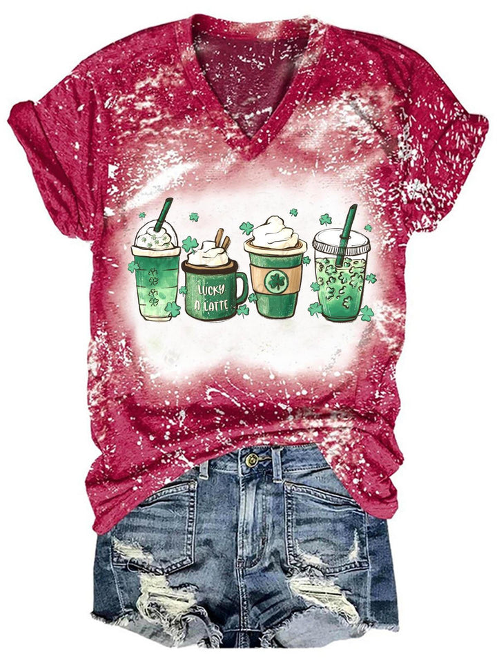 Women's Coffee Print St. Patrick's Day T-Shirt