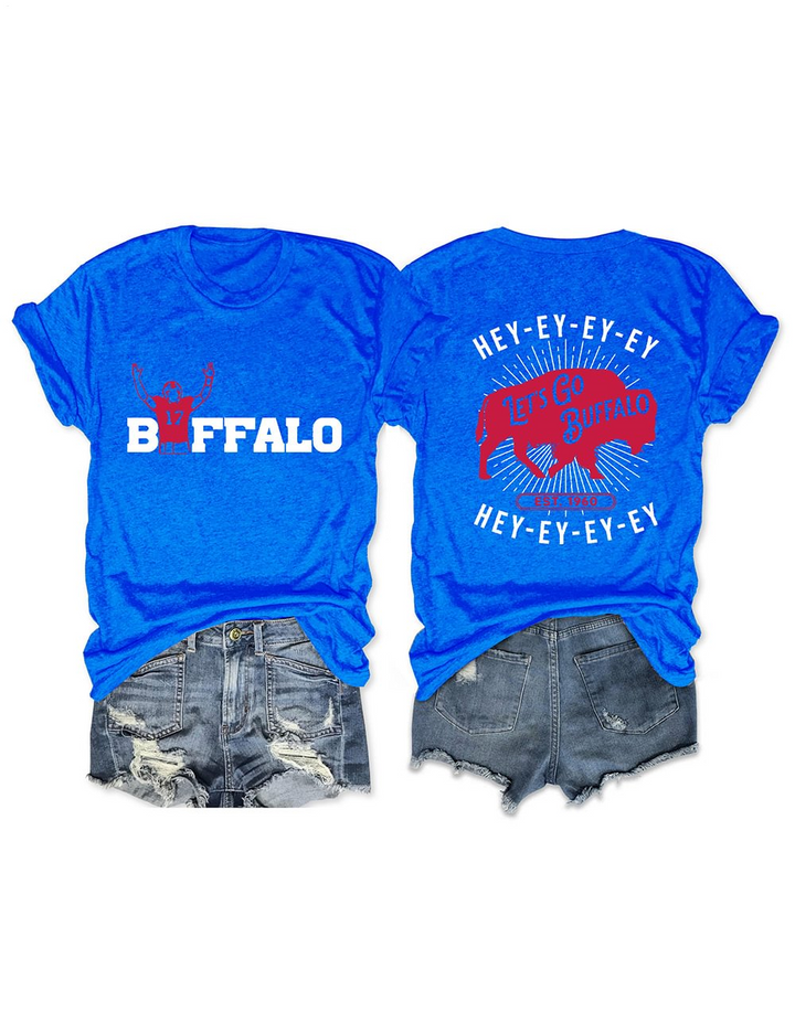 T-Shirt mit Rundhalsausschnitt und Buffalo-Football-Print 