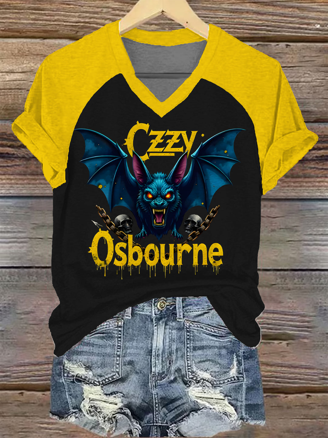 Ozzy Osbourne Women's Raglan V-Neck T-shirt