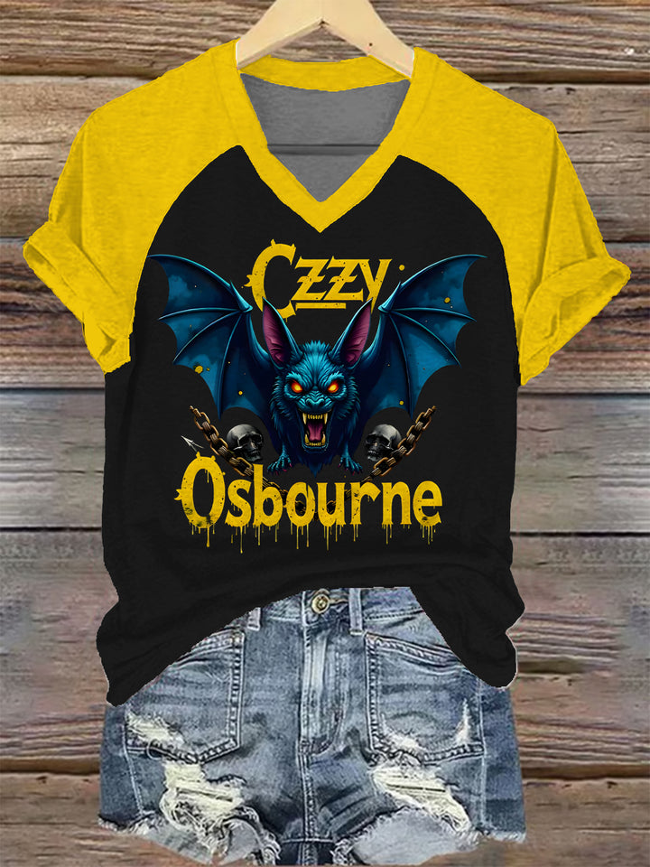 Ozzy Osbourne Women's Raglan V-Neck T-shirt