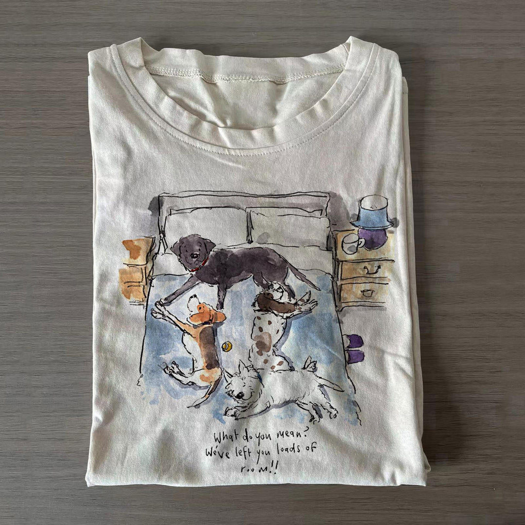 Watercolor Cute Puppy Crew Neck T-shirts