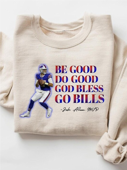 Sweatshirt mit Aufdruck „Be Good Do Good Go Bless Go Bills“