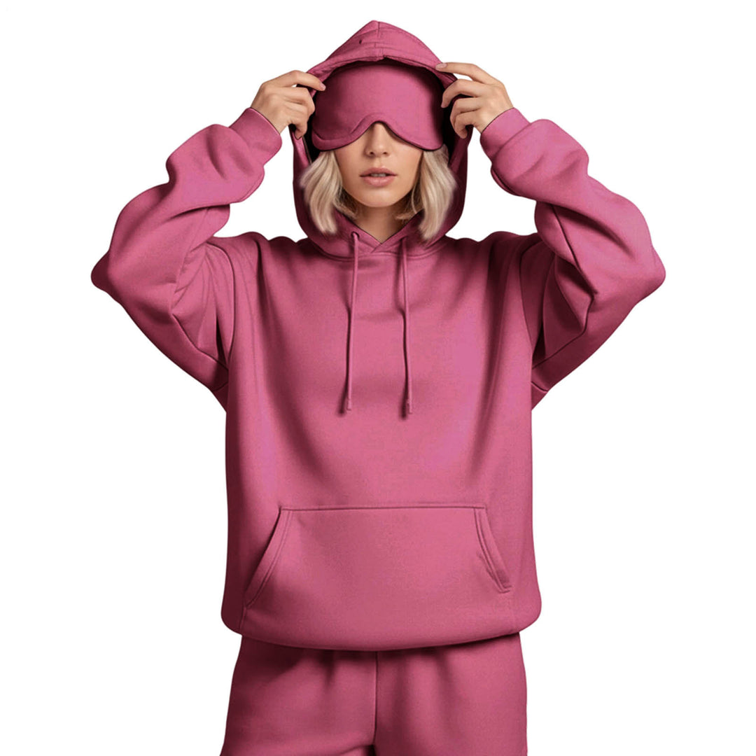 Airplane Mode Travel Hoodie Solid Color Women Comfort Travel Hoodie with Eyeshade Loose Pullover Fall Outfits steadfast